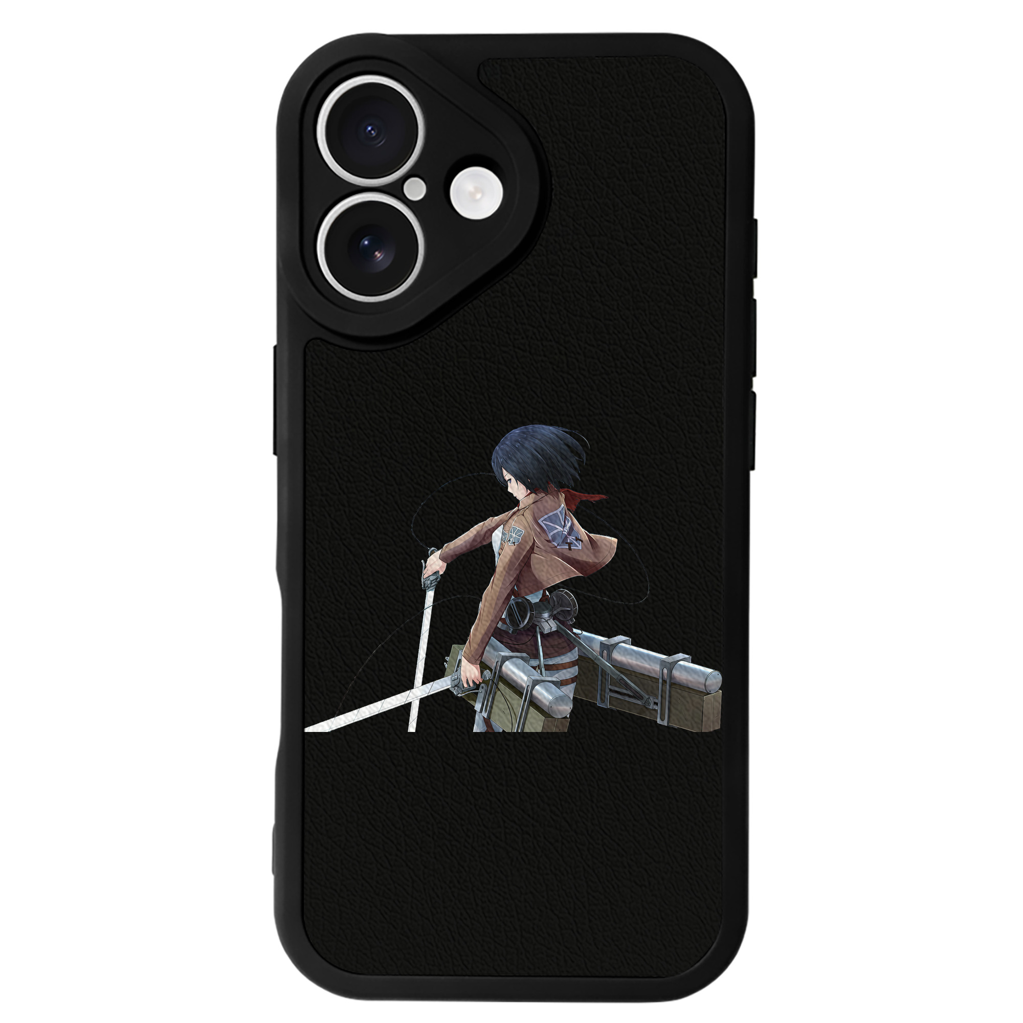 （画像用） 進撃の巨人 ミカサ·アッカーマン Attack on Titan Mikasa Ackerman 【iPhone 16シリーズ対応】シリコンスマホケース（レザー調） 材質：シリコン